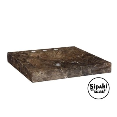 Dark Emperador Üç Çıkışlı Kare Lavabo Dark Emperador Üç Çıkışlı Kare Lavabo