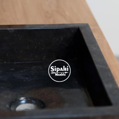 Akşehir Siyah Mermer Klasik Kare Lavabo Akşehir Siyah Mermer Klasik Kare Lavabo