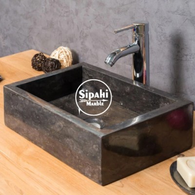 Akşehir Siyah Mermer Klasik Kare Lavabo Akşehir Siyah Mermer Klasik Kare Lavabo