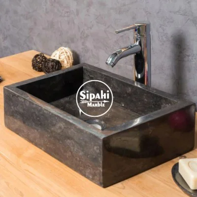 Akşehir Siyah Mermer Klasik Kare Lavabo Akşehir Siyah Mermer Klasik Kare Lavabo
