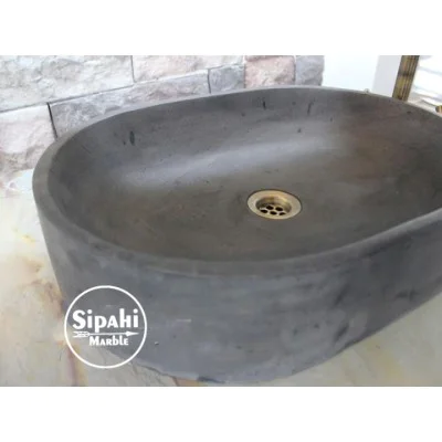 Bazalt Antrasit Oval Dizayn Kare Lavabo Bazalt Antrasit Oval Dizayn Kare Lavabo