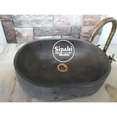 Bazalt Antrasit Oval Dizayn Kare Lavabo Bazalt Antrasit Oval Dizayn Kare Lavabo