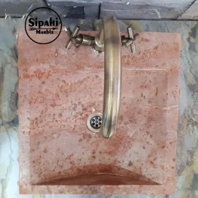 Kırmızı Traverten Piramit Dizayn Kare Lavabo - Batarya Çıkışlı Kırmızı Traverten Piramit Dizayn Kare Lavabo - Batarya Çıkışlı