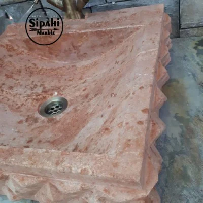 Kırmızı Traverten Piramit Dizayn Kare Lavabo - Batarya Çıkışlı Kırmızı Traverten Piramit Dizayn Kare Lavabo - Batarya Çıkışlı