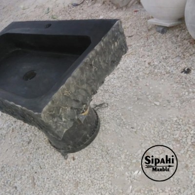 Bazalt Siyah Dışı Patlatma Cilalı Dikdörtgen Lavabo - Batarya Çıkışlı Bazalt Siyah Dışı Patlatma Cilalı Dikdörtgen Lavabo - Batarya Çıkışlı