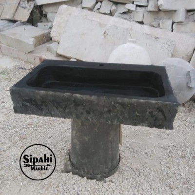 Bazalt Siyah Dışı Patlatma Cilalı Dikdörtgen Lavabo - Batarya Çıkışlı Bazalt Siyah Dışı Patlatma Cilalı Dikdörtgen Lavabo - Batarya Çıkışlı