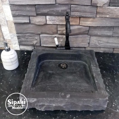 Bazalt Siyah Patlatma Kare Lavabo Bazalt Siyah Patlatma Kare Lavabo