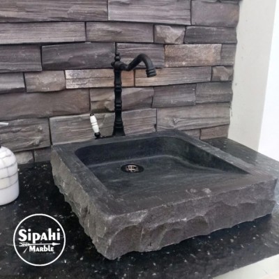 Bazalt Siyah Patlatma Kare Lavabo Bazalt Siyah Patlatma Kare Lavabo