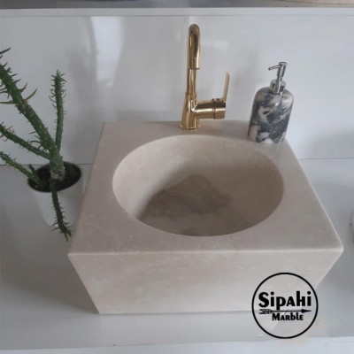 Bej Mermer Lizbon Kare Lavabo Bej Mermer Lizbon Kare Lavabo