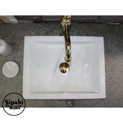 Afyon Beyaz Mermer Klasik Kare Lavabo Afyon Beyaz Mermer Klasik Kare Lavabo