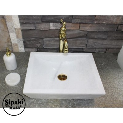 Afyon Beyaz Mermer Klasik Kare Lavabo Afyon Beyaz Mermer Klasik Kare Lavabo