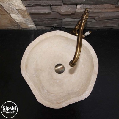 Klasik Light Traverten Dikey Patlatma Lavabo Klasik Light Traverten Dikey Patlatma Lavabo