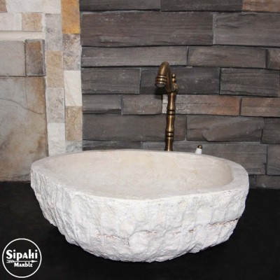 Klasik Light Traverten Dikey Patlatma Lavabo Klasik Light Traverten Dikey Patlatma Lavabo