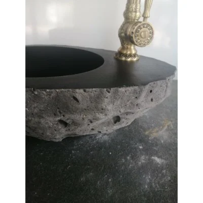 Bazalt Kütük Batarya Çıkışlı Lavabo Bazalt Kütük Batarya Çıkışlı Lavabo