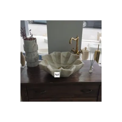 Özel Tasarım Çiçek Desenli Mermer Lavabo