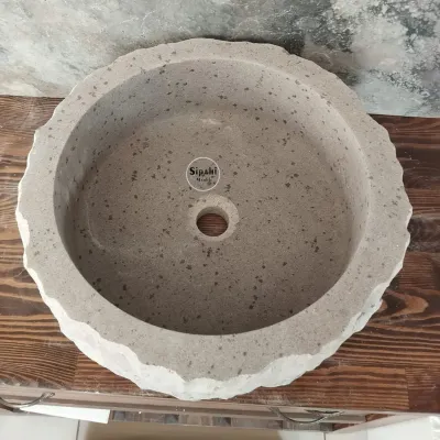 Bej Mermer Şekilsiz Lavabo Bej Mermer Şekilsiz Lavabo
