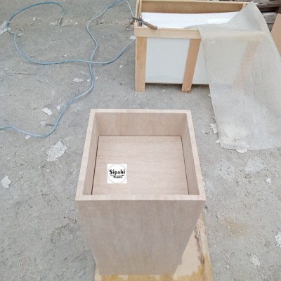 Traverten  Kare Gizli Giderli Dikey Lavabo