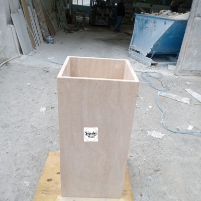 Traverten  Kare Gizli Giderli Dikey Lavabo