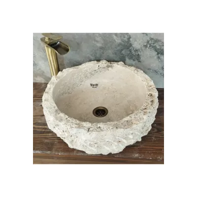 Traverten Doğal Yapılı Çanak Lavabo