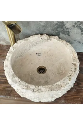 Traverten Doğal Yapılı Çanak Lavabo