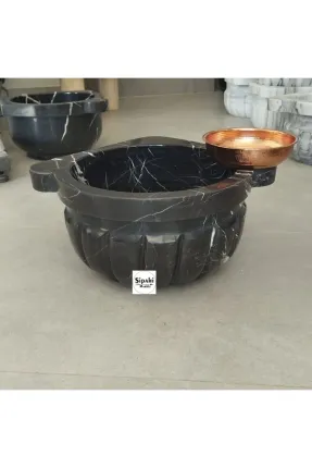 Toros Siyah Kavun Dilimli Köşe Mermer Kurna
