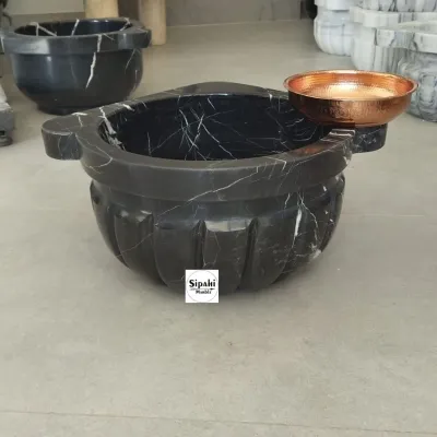 Toros Siyah Kavun Dilimli Köşe Mermer Kurna