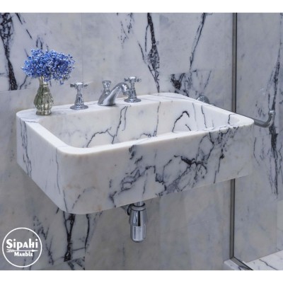 Leylak Beyaz Mermer Tasarım Derin Kare Lavabo Leylak Beyaz Mermer Tasarım Derin Kare Lavabo