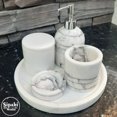 Leylak Mermer 5 Parça Banyo Seti Leylak Mermer 5 Parça Banyo Seti