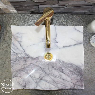 Leylak Mermer Dalgalı Yaprak Lavabo Leylak Mermer Dalgalı Yaprak Lavabo