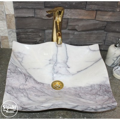 Leylak Mermer Dalgalı Yaprak Lavabo Leylak Mermer Dalgalı Yaprak Lavabo