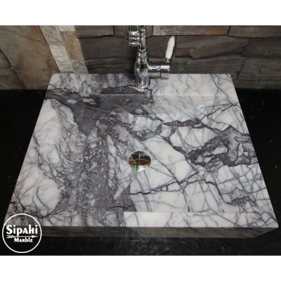 Leylak Mermer Eğimli Kare Lavabo Leylak Mermer Eğimli Kare Lavabo