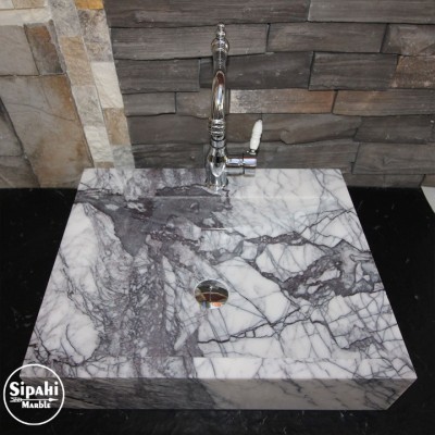Leylak Mermer Eğimli Kare Lavabo Leylak Mermer Eğimli Kare Lavabo