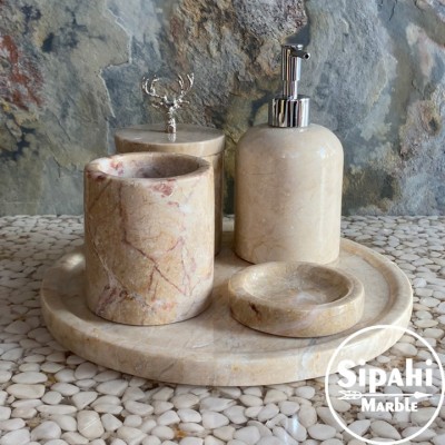 Rozalya Bej Mermer Geyik Detay Krom Aparatlı 5'Li Banyo Seti Rozalya Bej Mermer Geyik Detay Krom Aparatlı 5'Li Banyo Seti
