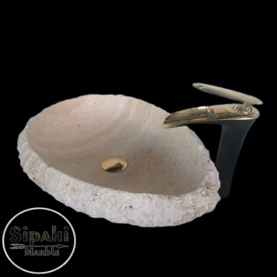 Traverten Doğal Patlatma Badem Lavabo