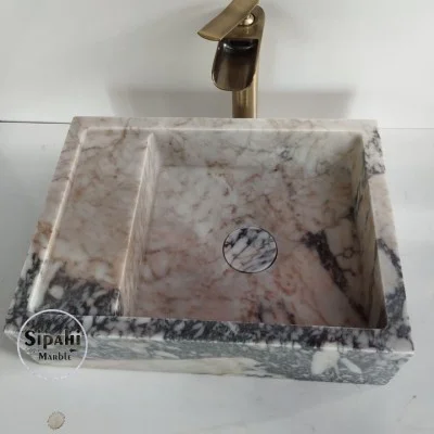 Menekşe Mermer Gizli Giderli Köşeli Lavabo Menekşe Mermer Gizli Giderli Köşeli Lavabo