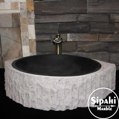 Bazalt Dışı Patlatma Üçgen Kenar Lavabo Bazalt Dışı Patlatma Üçgen Kenar Lavabo