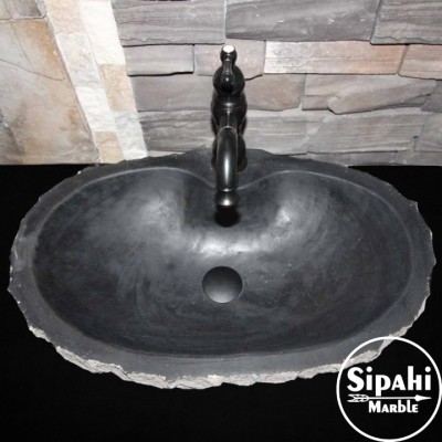 Bazalt Batarya Çıkışlı Doğal Patlatma Lavabo Bazalt Batarya Çıkışlı Doğal Patlatma Lavabo