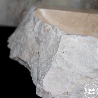 Bej Mermer Şekilsiz Batarya Çıkışlı Lavabo Bej Mermer Şekilsiz Batarya Çıkışlı Lavabo