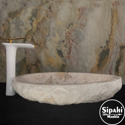 Travertine Oval Design Drip Washbasin