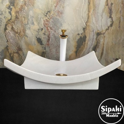 Afyon Beyaz Mermer Yaprak Model Ayaklı Lavabo Afyon Beyaz Mermer Yaprak Model Ayaklı Lavabo