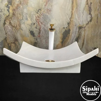Afyon Beyaz Mermer Yaprak Model Ayaklı Lavabo Afyon Beyaz Mermer Yaprak Model Ayaklı Lavabo