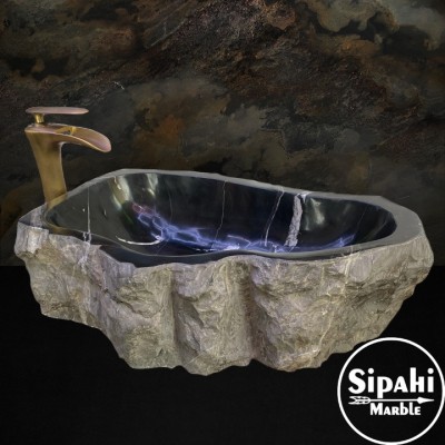 Toros Siyah Özel Tasarım Dışı Patlatma Lavabo Toros Siyah Özel Tasarım Dışı Patlatma Lavabo