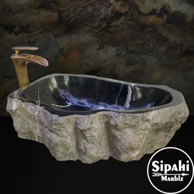 Toros Siyah Özel Tasarım Dışı Patlatma Lavabo Toros Siyah Özel Tasarım Dışı Patlatma Lavabo
