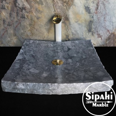 Gri Mermer Yaprak Model Dışı Patlatma Lavabo Gri Mermer Yaprak Model Dışı Patlatma Lavabo