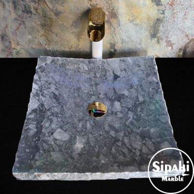 Gri Mermer Yaprak Model Dışı Patlatma Lavabo Gri Mermer Yaprak Model Dışı Patlatma Lavabo