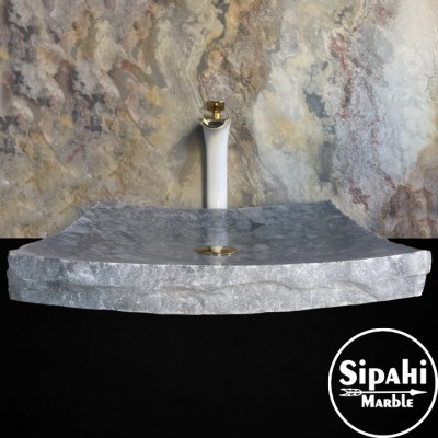Gri Mermer Yaprak Model Dışı Patlatma Lavabo Gri Mermer Yaprak Model Dışı Patlatma Lavabo