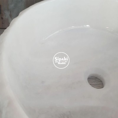 Kristal Beyaz Mermer Trigon Patlatma Bombeli Lavabo Kristal Beyaz Mermer Trigon Patlatma Bombeli Lavabo