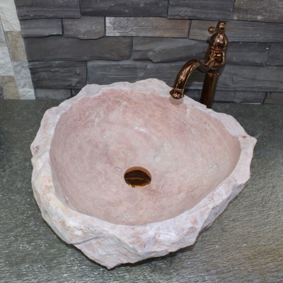 Pembe Traverten Doğal Tasarım Lavabo Pembe Traverten Doğal Tasarım Lavabo