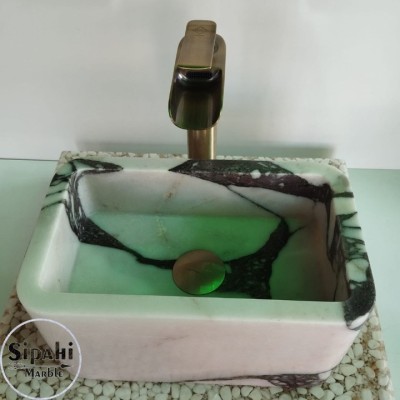 Menekşe Mermer Köşeli Mini Lavabo Menekşe Mermer Köşeli Mini Lavabo