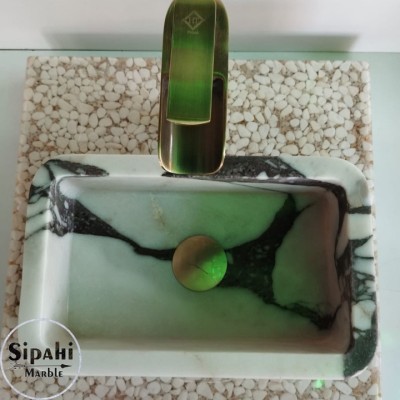 Menekşe Mermer Köşeli Mini Lavabo Menekşe Mermer Köşeli Mini Lavabo